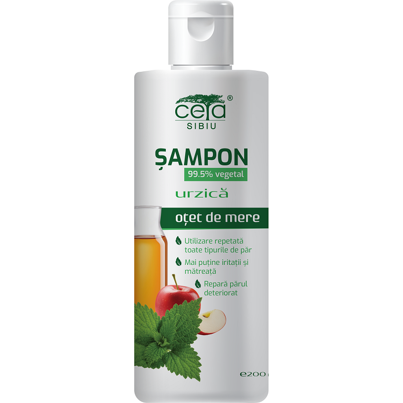 Sampon 99.5% vegetal cu otet mere si urzica, 200 ml, Ceta Sibiu