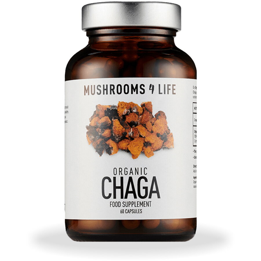 Organic Chaga Mushroom 800 mg Full Spectrum (60 capsule), Mushrooms4Life