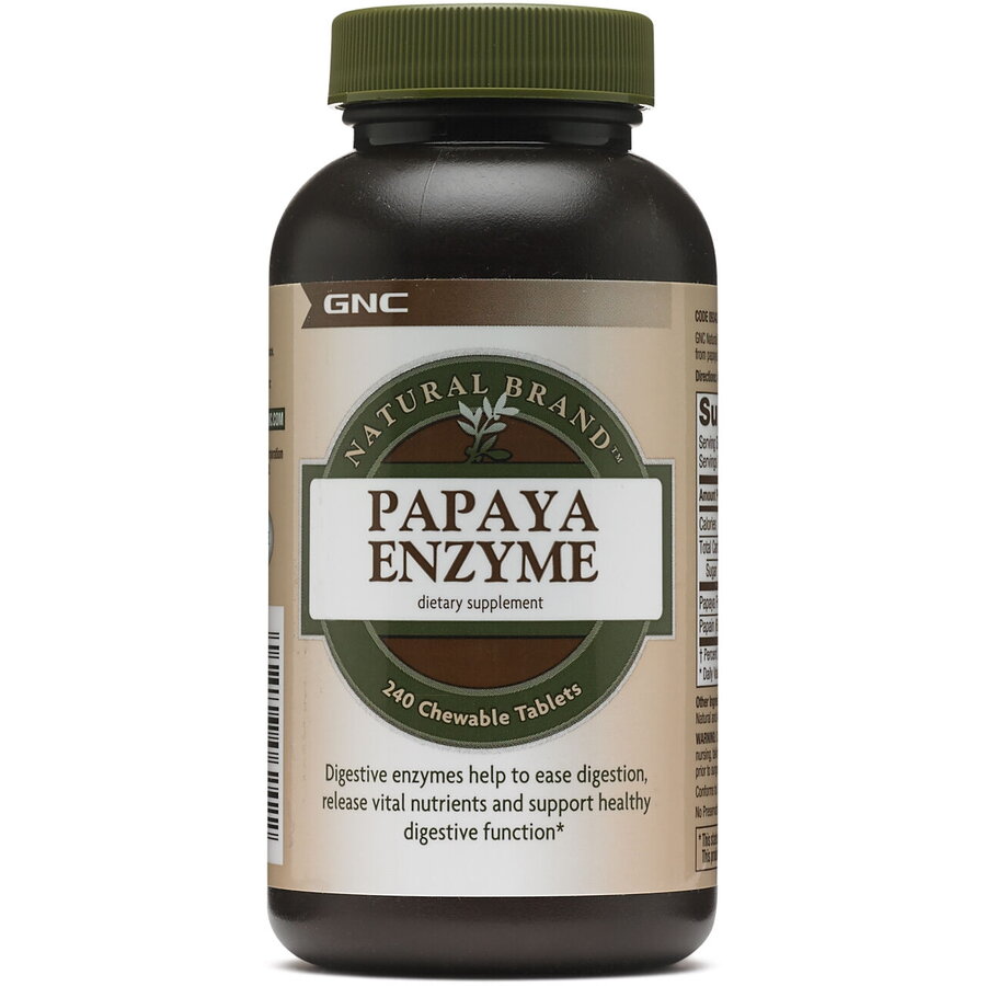 Gnc Natural Brand Papaya Enzyme, Enzime Digestive Din Papaia, 240 Tb