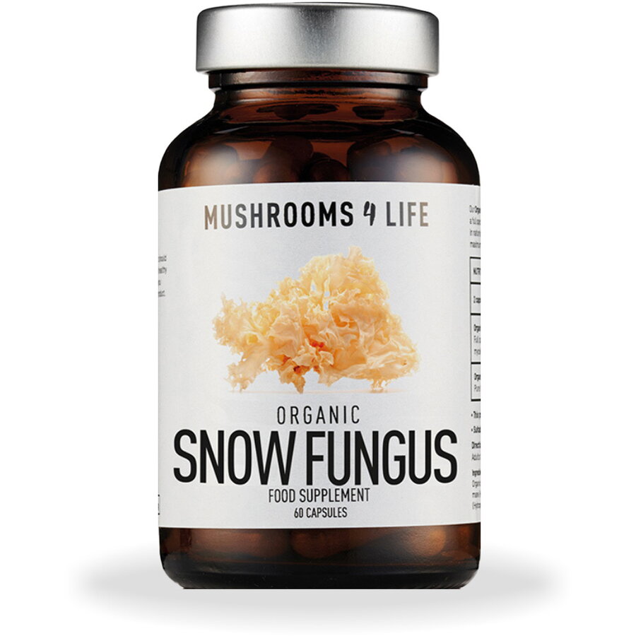 Organic Snow Fungus Mushroom (Tremella) 800 mg Full Spectrum (60 capsule), Mushrooms4Life