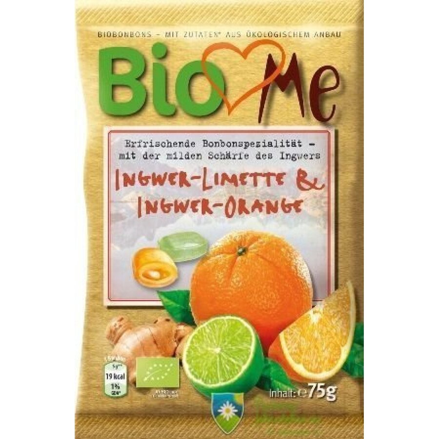 Bomboane bio cu ghimbir-lime si ghimbir-portocala 75 gr