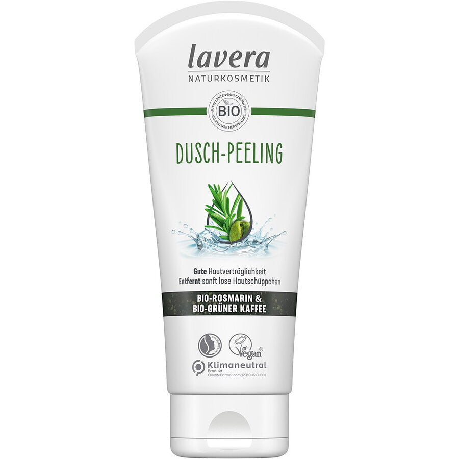 Exfoliant pentru dus cu rozmarin bio si cafea verde bio Lavera, 200ml