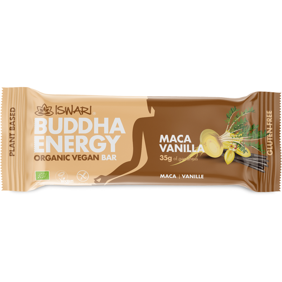 Baton energizant BIO Buddha cu maca si vanilie Iswari 35g