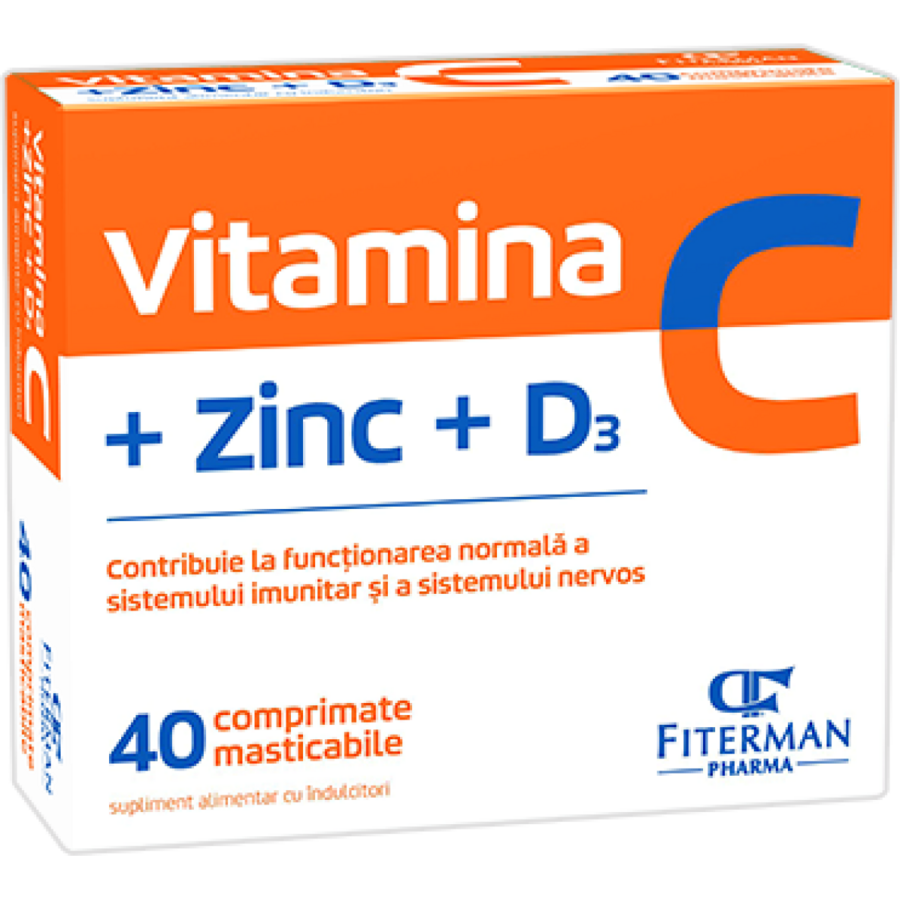 Vitamina C+Zn+D3, 40 comprimate masticabile