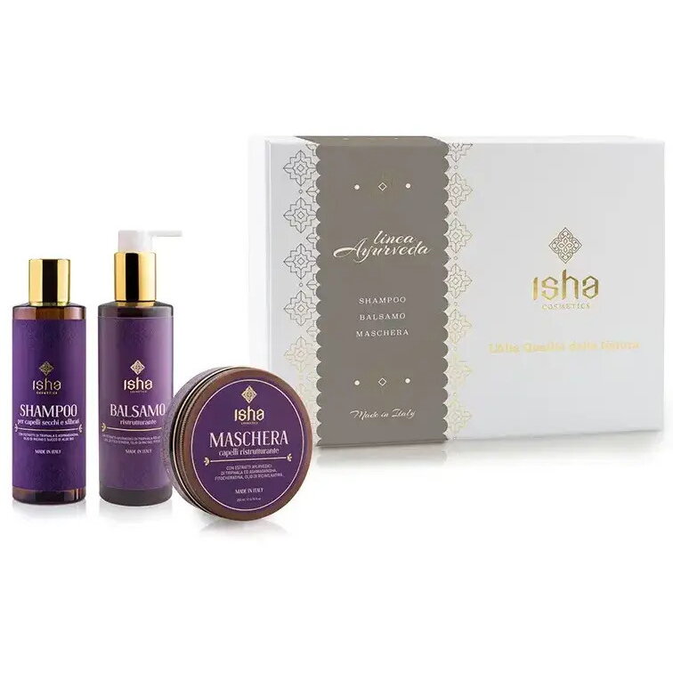 Set cadou ritual ayurvedic pentru par -sampon, balsam, masca- Isha