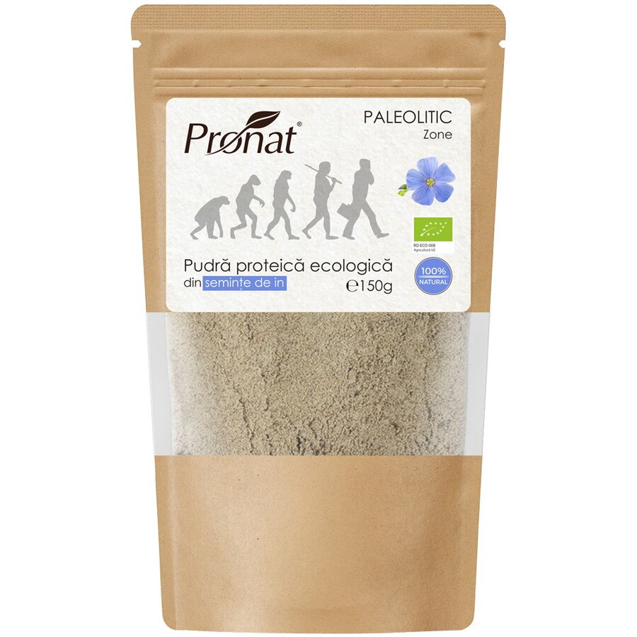 Pudra proteica bio din seminte de in, 150g Pronat