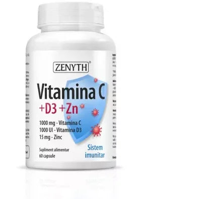 Vitamina C +D3 +Zn, 60 capsule, Zenyth