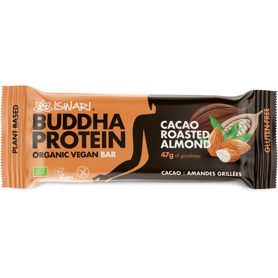 Baton proteic BIO Buddha cu migdale prajite si cacao Iswari 47g