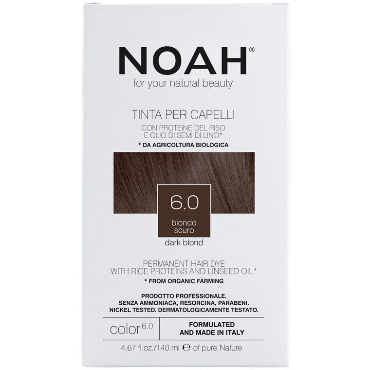 Vopsea de par naturala fara amoniac, Blond inchis, 6.0,Noah, 140 ml