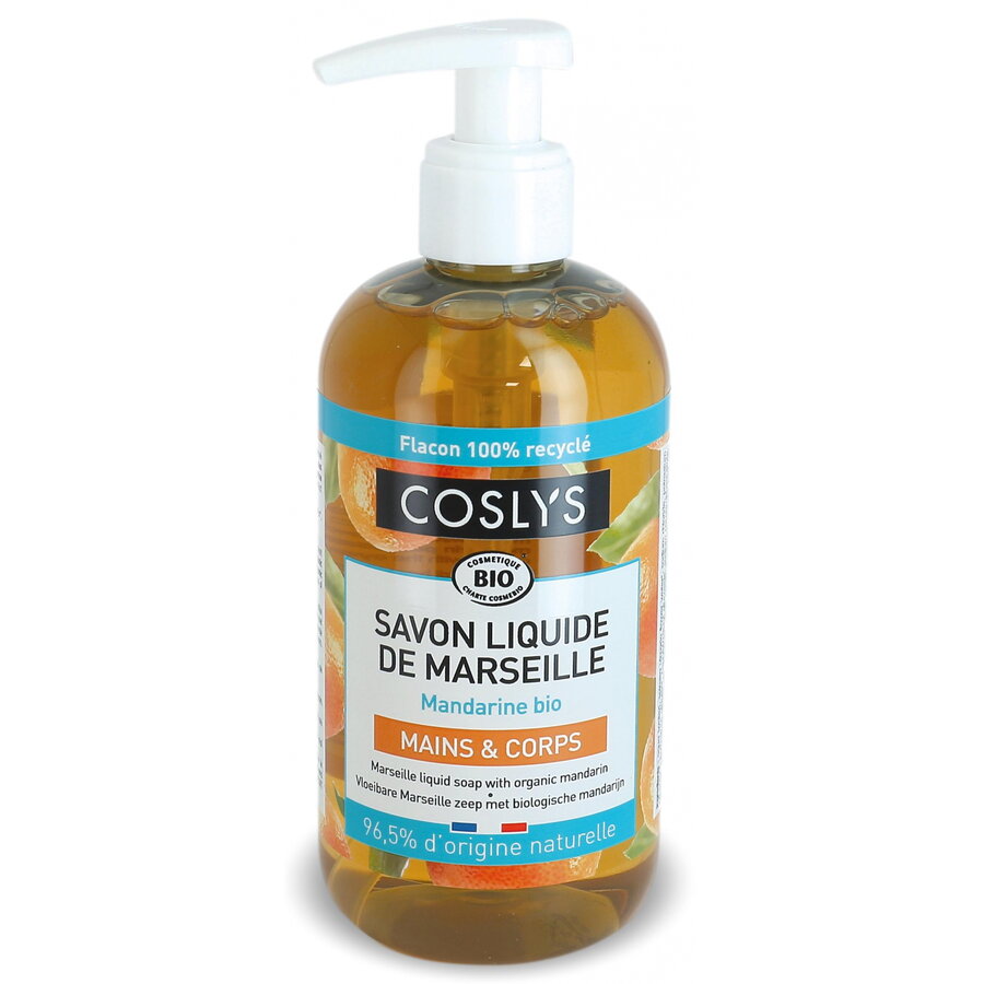 Sapun lichid si gel de dus BIO de Marsilia cu mandarine Coslys 300 ml