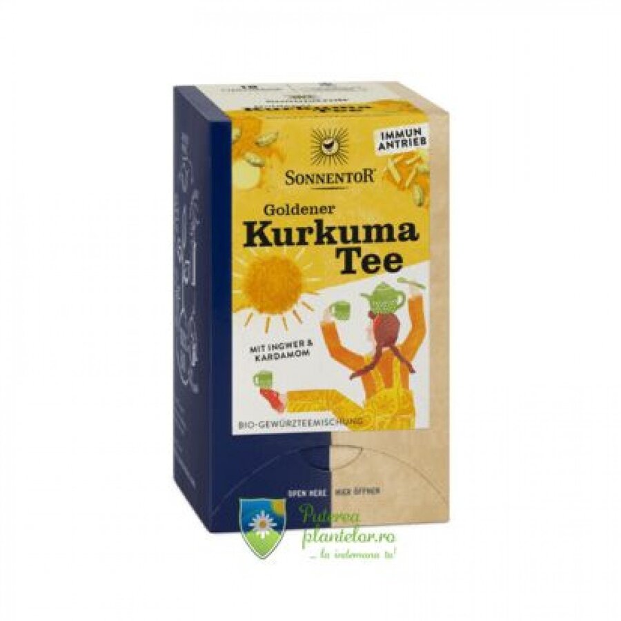 Ceai Turmeric Auriu Bio cu Ghimbir si Cardamom 18 plicuri