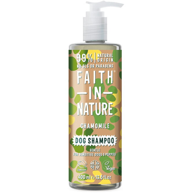 Sampon vegan pentru caini cu pielea sensibila, cu musetel, Faith in Nature, 400 ml