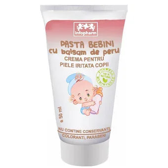 Pasta Bebini cu balsam de Peru, infopharm, crema, pentru protectia zilnica a pielii bebelusilor cu factor cicatrizant accentuat, 50 ml