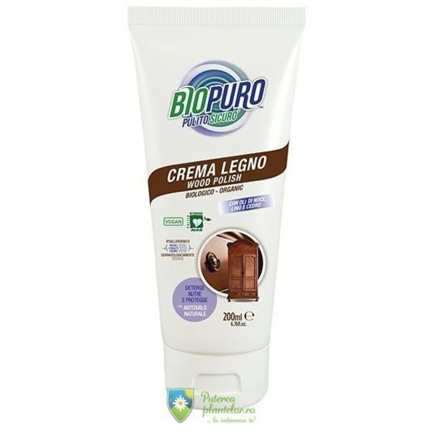 Crema polish hipoalergen pentru curatarea si intretinerea lemnului bio 200 ml