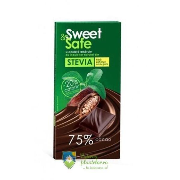 Sly Diet Ciocolata amaruie Stevia Sweet&Safe 90 gr