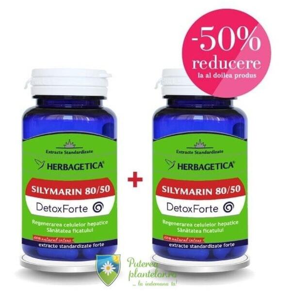 Herbagetica Silymarin 80/50 Detox Forte 30 capsule + 30 cps 1/2 Gratis