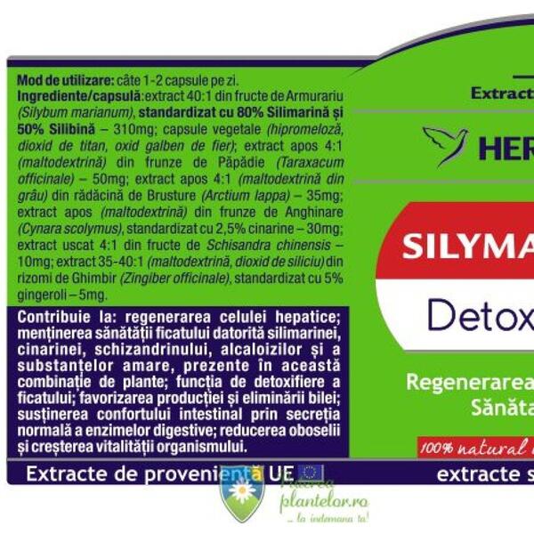 Herbagetica Silymarin 80/50 Detox Forte 30 capsule + 30 cps 1/2 Gratis