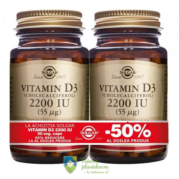 Solgar Vitamin D3 2200ui 50 capsule Pachet 1+1/2