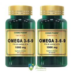 Omega 3 6 9 Ulei seminte in 1000mg 60 capsule + 30 capsule Gratis