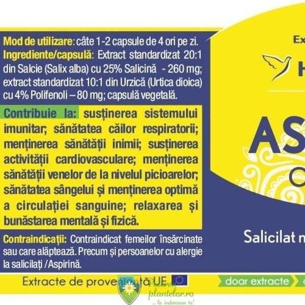 Herbagetica Aspirina Organica Vegetala+ 120 capsule