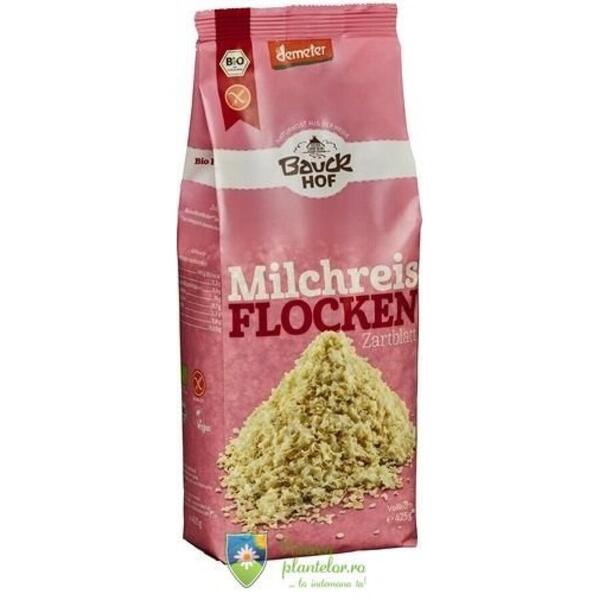 Bauck Hof Fulgi de orez integral pentru lapte fara gluten 425 gr