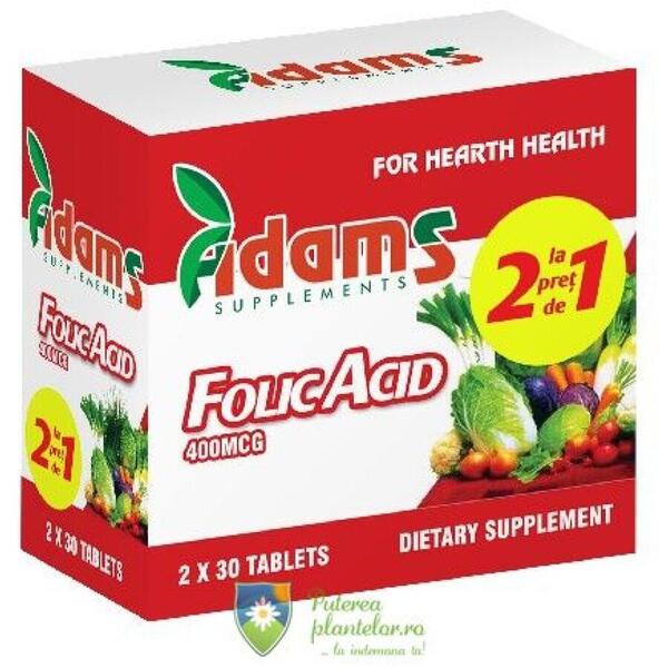 Adams Vision Acid folic 400mcg 30 tablete 1+1 Gratis