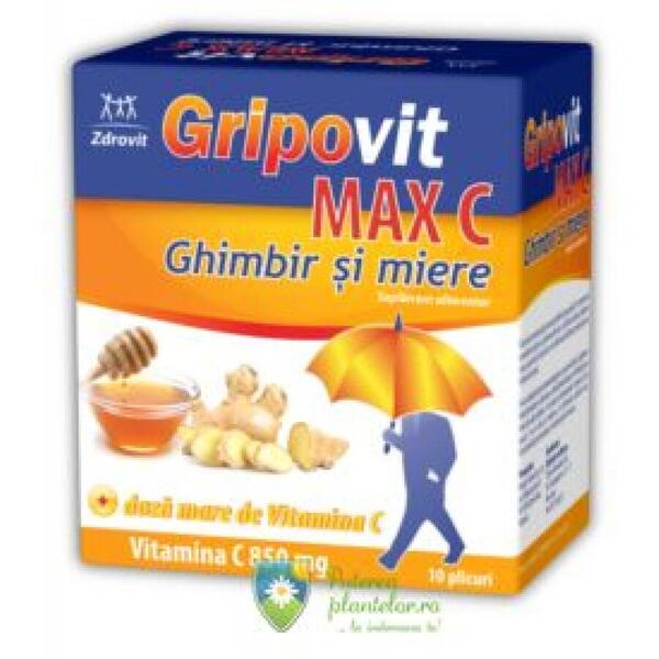 Zdrovit Gripovit Max C Ghimbir si Miere 10 plicuri