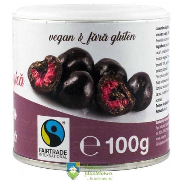 Pronat Zmeura glazurata cu ciocolata neagra Bio 100 gr