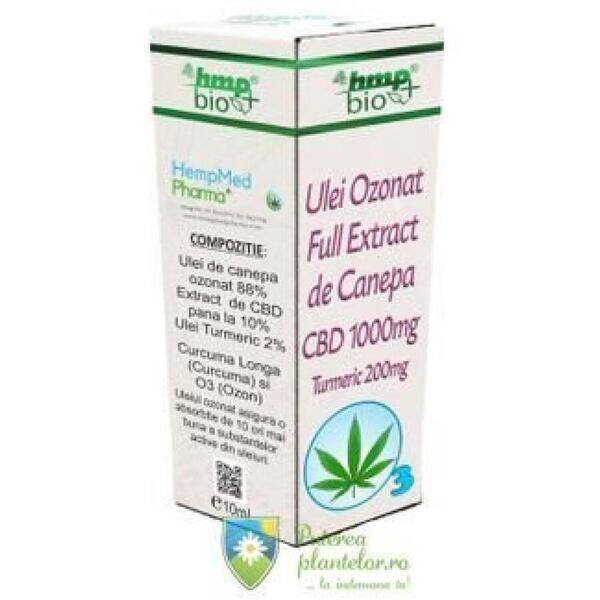 HempMed Pharma Ulei Ozonat Full extract de Canepa cu CBD 1000mg Turmeric 200mg 10 ml