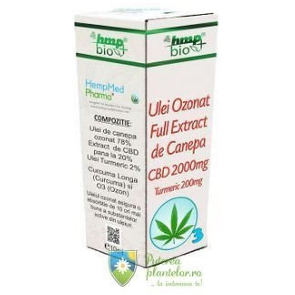 Ulei ozonat full extract de canepa CBD 2000 mg, 10 ml, Hempmed Pharma
