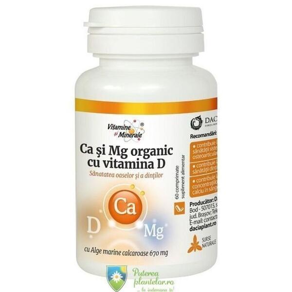 Dacia Plant Calciu si magneziu organic cu vitamina D 60 comprimate