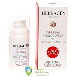 Herbagen Ser facial cu venin de vipera si Extract de melc 30 gr