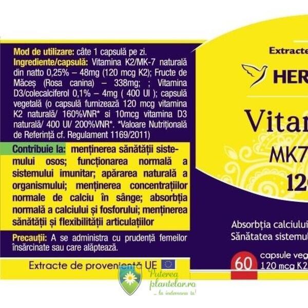 Herbagetica Vitamina K2 MK7 naturala 60 capsule