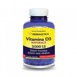 Herbagetica Vitamina naturala D3 3000 UI 120 capsule