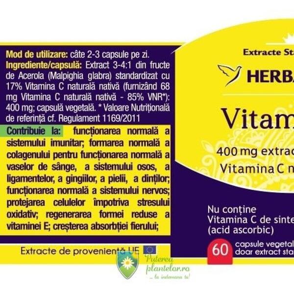 Herbagetica Vitamina C Forte 120 capsule