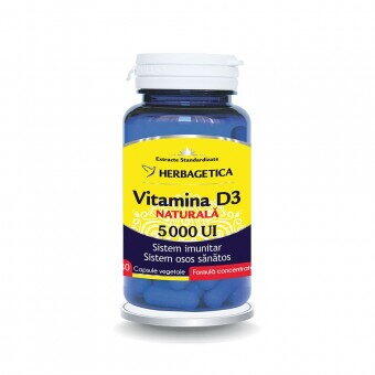 Herbagetica Vitamina D3 naturala  5000 UI 30 capsule