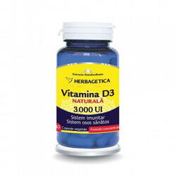 Vitamina  D3 naturala 3000 UI 30 capsule