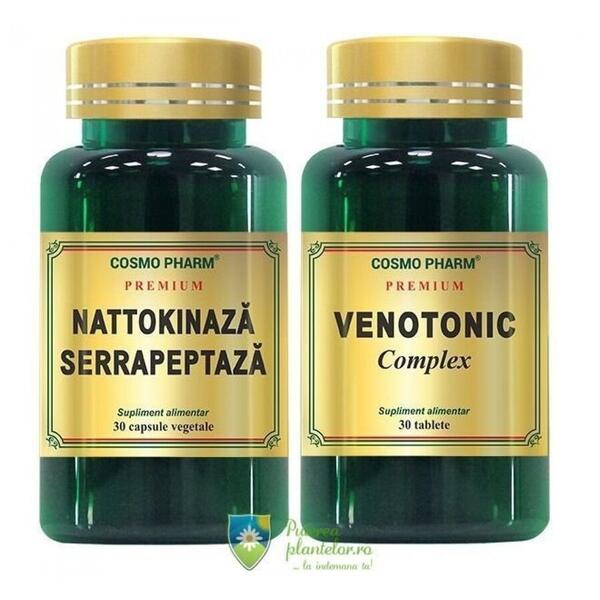 Cosmo Pharm Nattokinaza Serrapeptaza 30 cps + Venotonic 30 tb Gratis