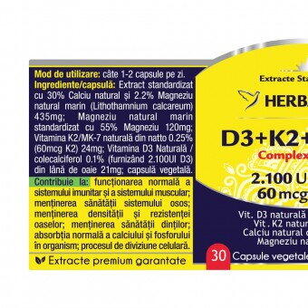 Herbagetica Complex natural D3+K2+CA+MG 30 capsule