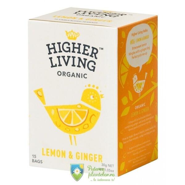 Higher Living Ceai lamaie si ghimbir eco 15 plicuri