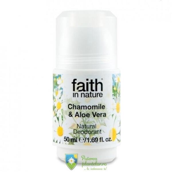 Faith in Nature Deodorant roll on natural cu musetel si aloe vera 50 ml