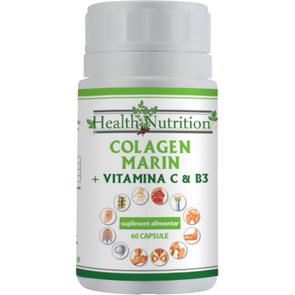 Health Nutrition Colagen marin Forte + Vitamina B3 + Vitamina C 60 tablete