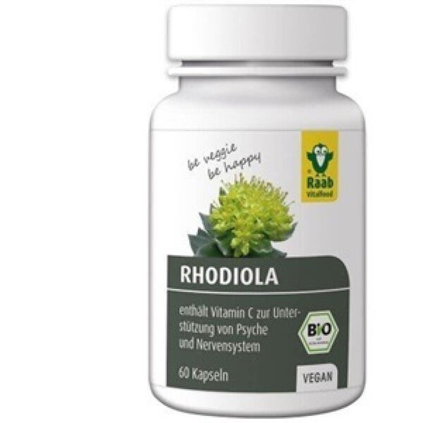 Raab Vitalfood GmbH Rhodiola Rosea Bio 550mg, 60 Capsule