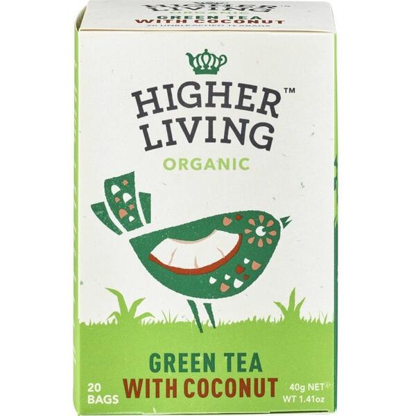 Higher Living Ceai verde cu cocos bio 20 plicuri
