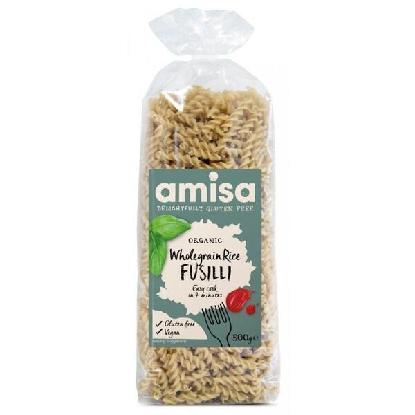 Amisa Organic Fusilli Din Orez Integral Fara Gluten Eco 500g