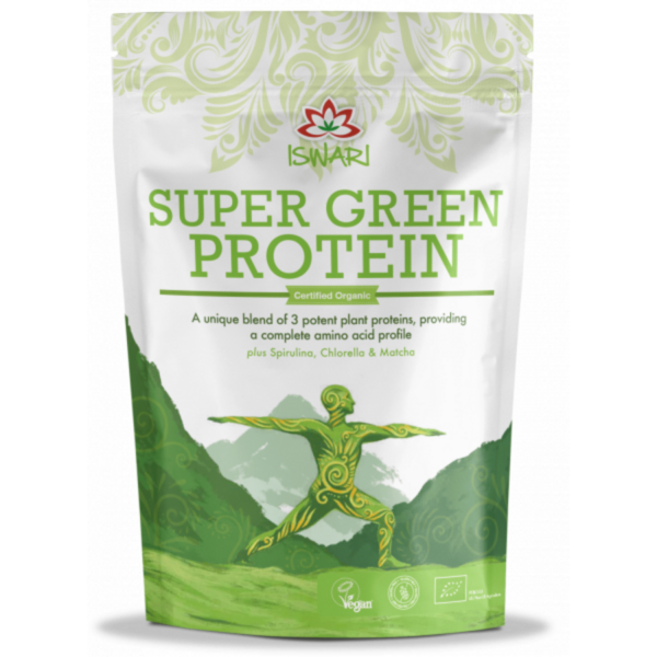 Iswari Superfood Portugal Pulbere proteica si detox bio Super Verde, 71.1% proteina 250g
