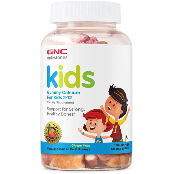 GNC Live Well Gnc Milestones Kids Calcium Gummy, Calciu Pentru Copii 2-12 Ani,120 Jeleuri Cu Aroma De Fructe