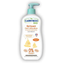 Sampon si gel dus BIO delicat pentru bebelusi, fara parfum, cu extract de caise Carryboo