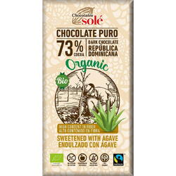 Ciocolata neagra BIO cu sirop de Agave, 73% cacao, 100 g