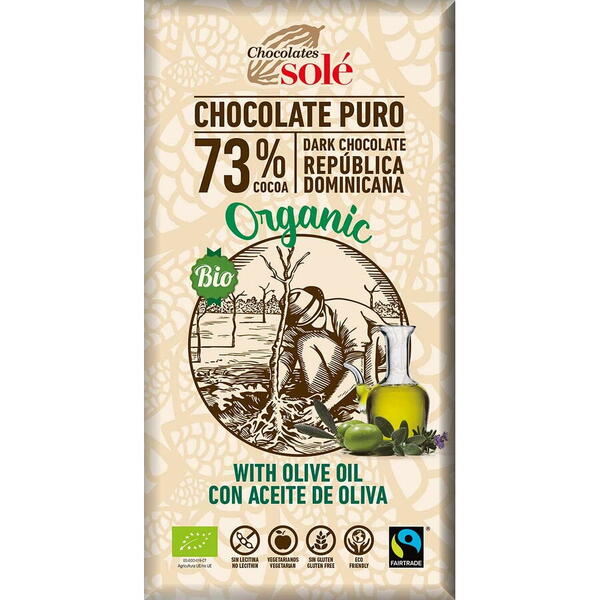 Ciocolata neagra BIO cu ulei extravirgin de masline, 100 g Chocolates Sole